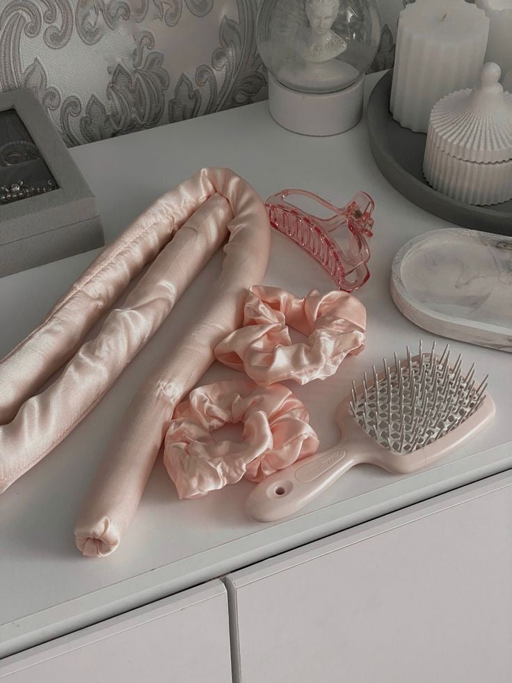 Heatless Curler Set + Oil Applicator + Detangler Brush Bundle