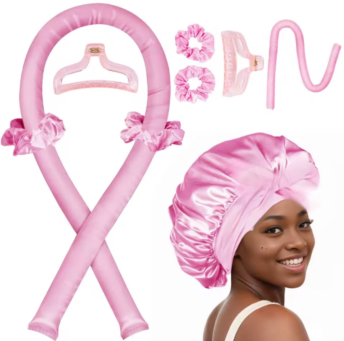 Heatless Curler Set + Oil Applicator + Detangler Brush Bundle