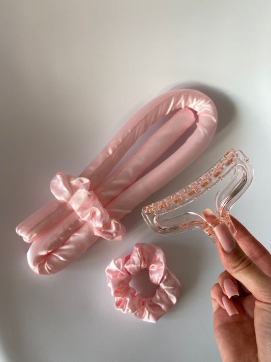 Heatless Curler Set + Oil Applicator + Detangler Brush Bundle