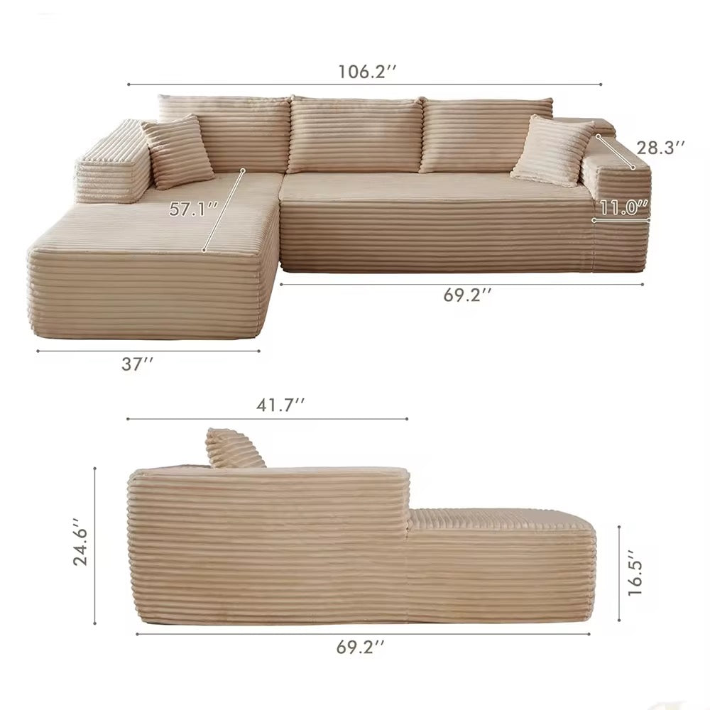 Corduroy Luxe Modular Sectional Sofa with Chaise